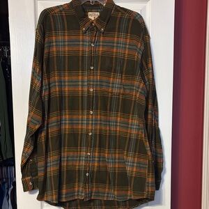 Redhead Men's Plaid flannel Shirt - Olive green, orange, blue and yellow size xl